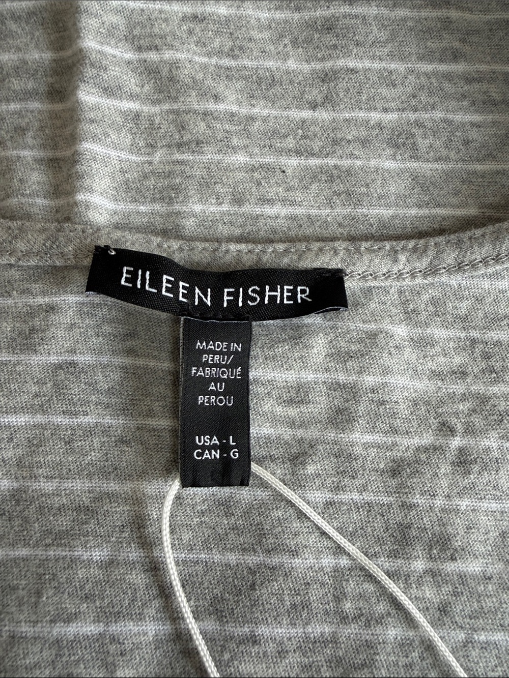 Eileen Fisher Organic Cotton Interlock Gray and White Stripe Tank Sleep Dress L - Picture 6 of 11